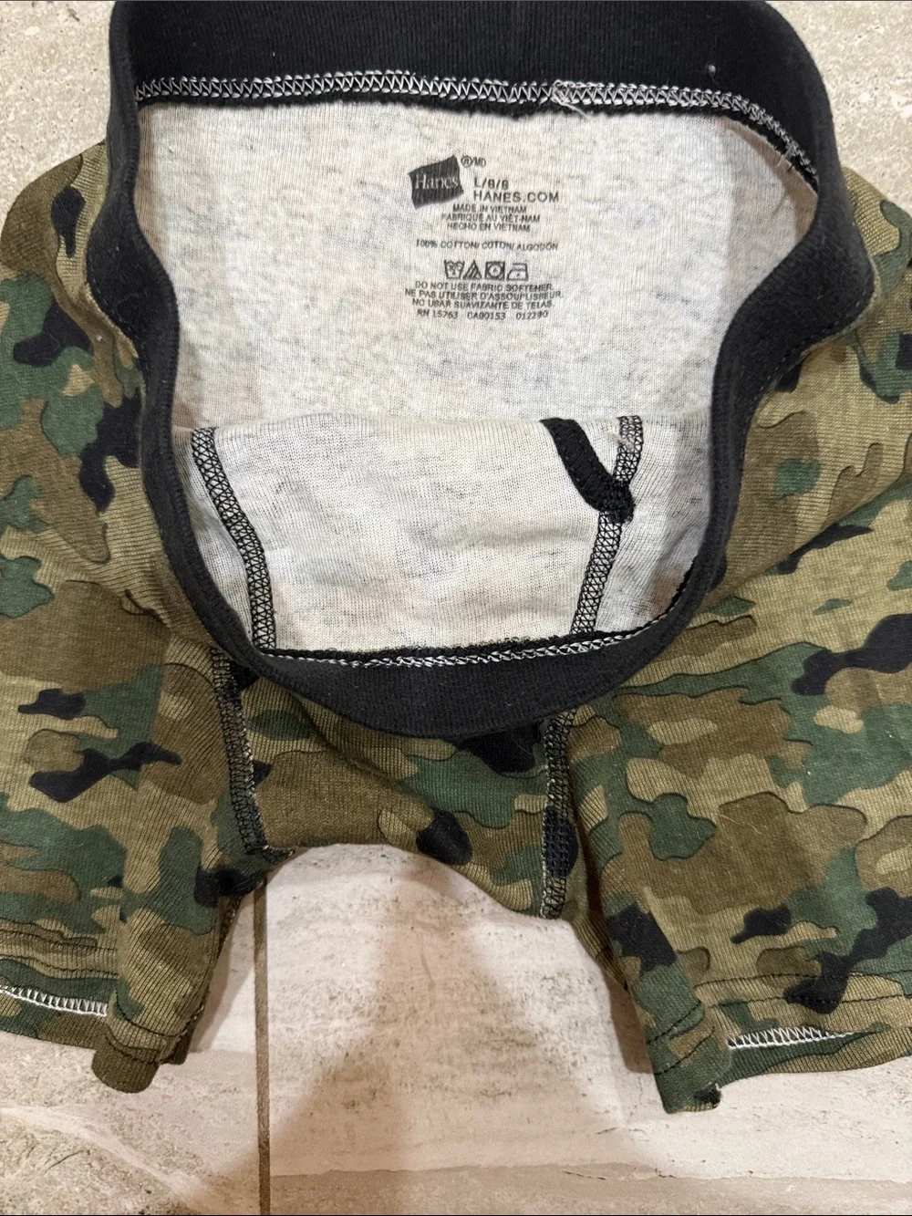 Hanes Green Camo Cotton Boxer Briefs with Black Waistband
